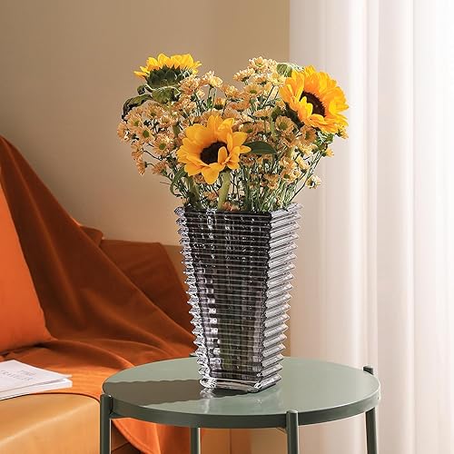 Miniatura 6 de Jarrón de cristal, jarrón de cristal negro, jarrón de vidrio, jarrones para centros de mesa, jarrón de vidrio grande, florero moderno, jarrón de