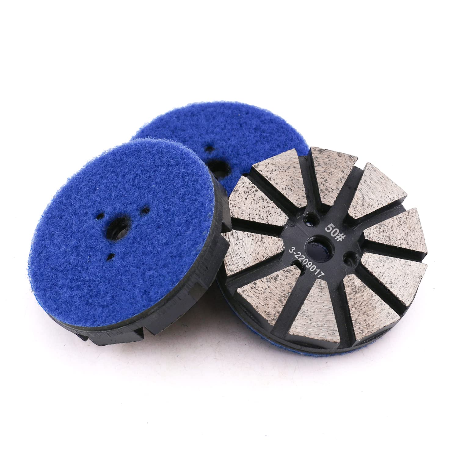 HOMESOM 3 Inch Metal Diamond Floor Polishing Pad Grinding Pads For Tile Stone Marble Concrete Granite Sanding Disc(Grit 50-3pcs)