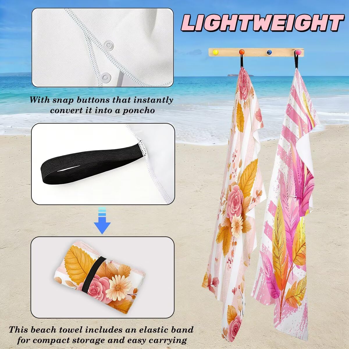 Toalla Playa 80x160 cm, Toalla Gimnasio Microfibra Secado Rapido, Juego de 2 Antiarena Toallas de Playa, Ligera Compacta Toallas Microfibra Grande para Viaje, Regalo Hombre Regalo Mujer (Rosa) -4215