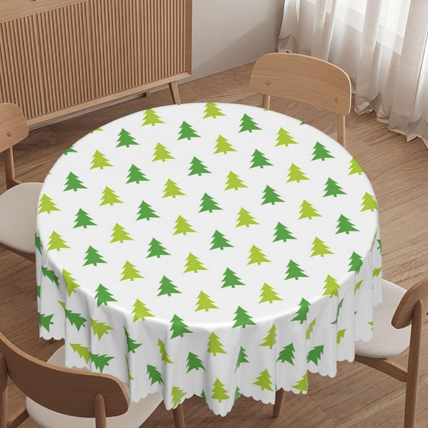 Bnnbesnao Green Xmas Theme Round Tablecloth,60 inch