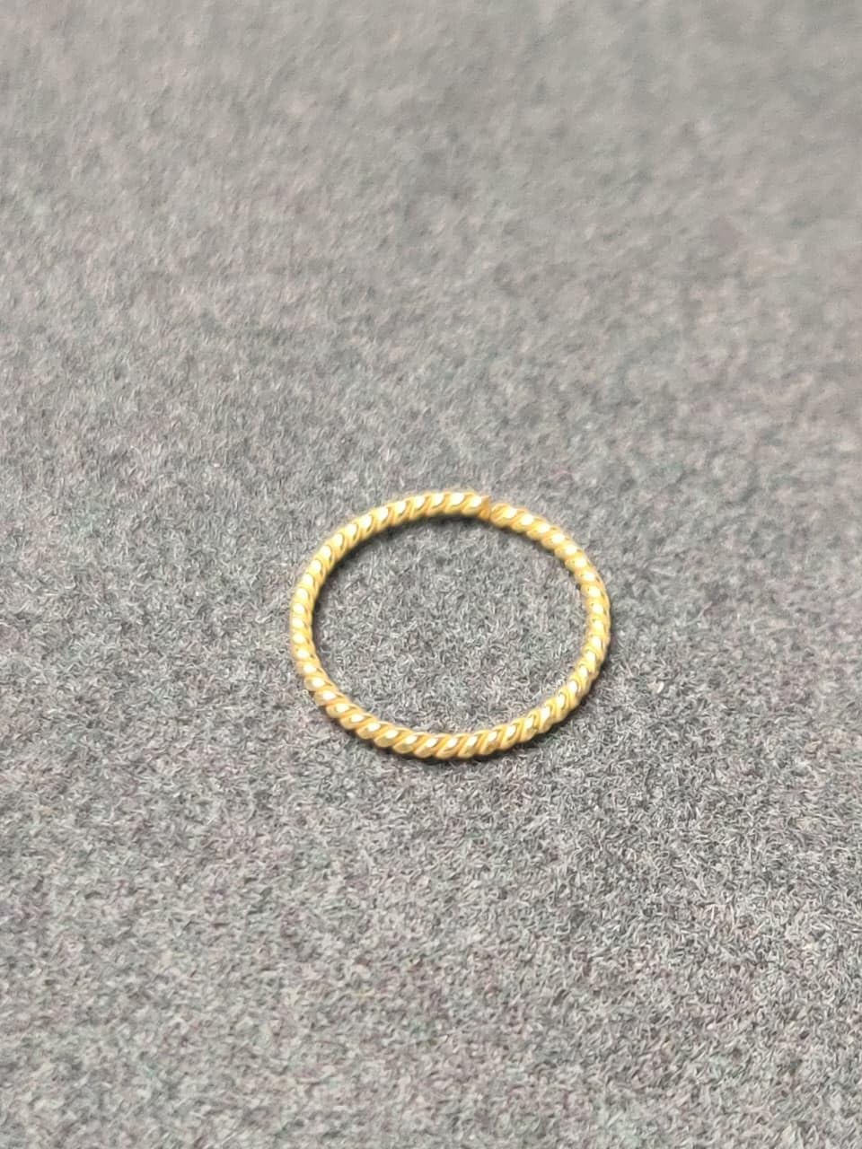 14K Solid Gold Nose Ring Hoop – Twisted Rope Seamless Nose Hoop 20 Gauge, 14K Yellow Gold Cartilage Hoop Earring, Hypoallergenic Nose Jewelry
