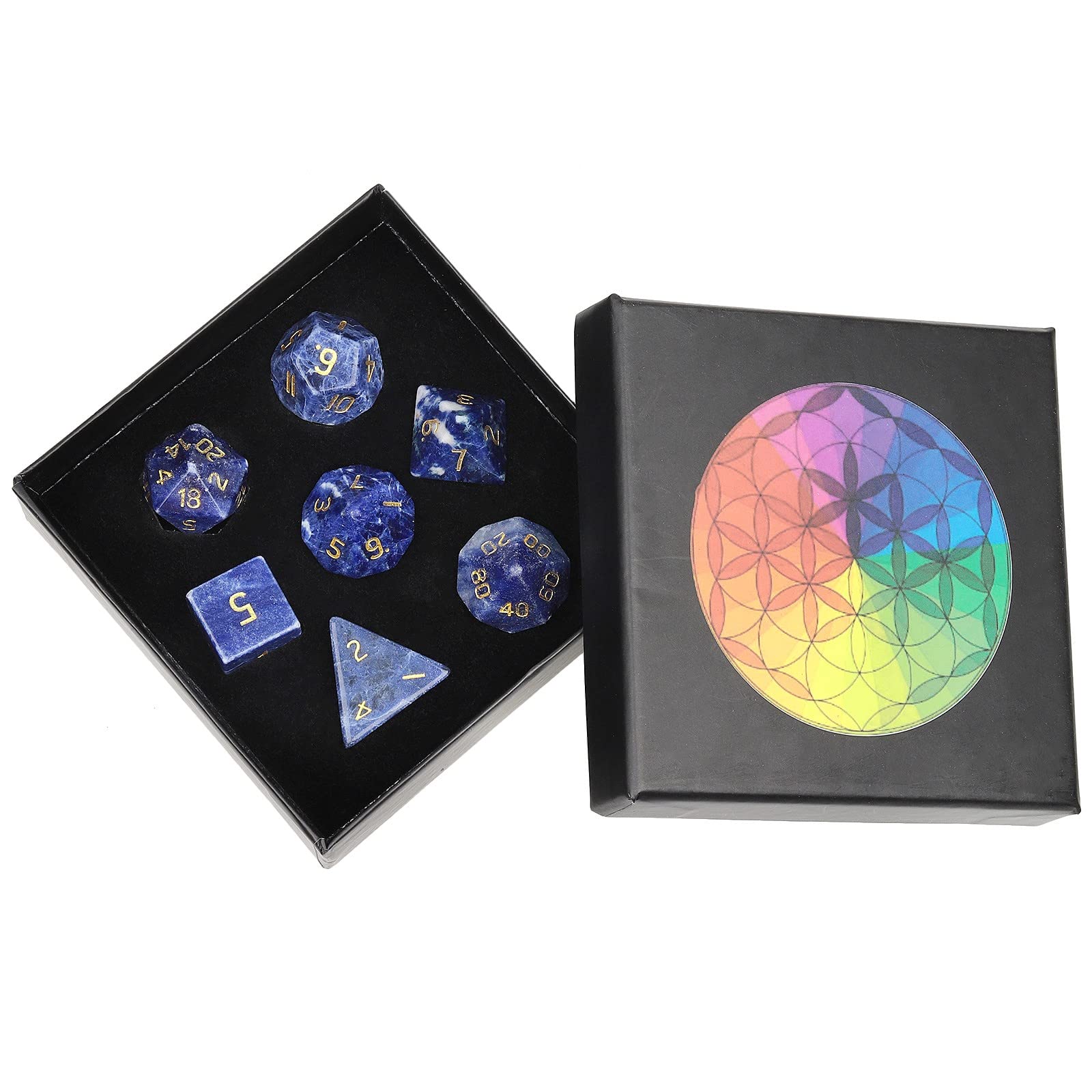 Nupuyai Sodalite Stone Polyhedral Dice Gemstone Set for DND RPG — image 1