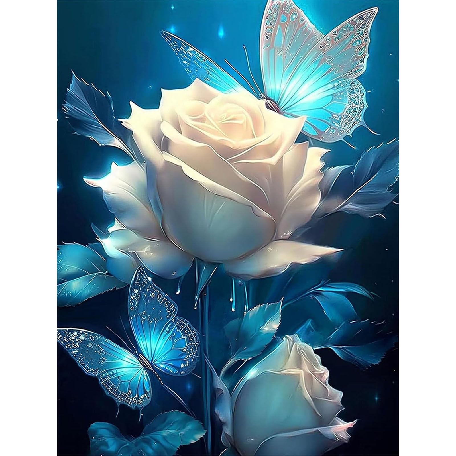 Pujeknm Malen Nach Zahlen Erwachsene Blumen-DIY Rose Handgemalt Ölgemälde Kit für Anfänger, Mit 3-Pinseln und Acrylfarbe Handgemalt Schmetterling öLgemäLde Kit Als Geschenk 30x40cm (Rahmenlos)