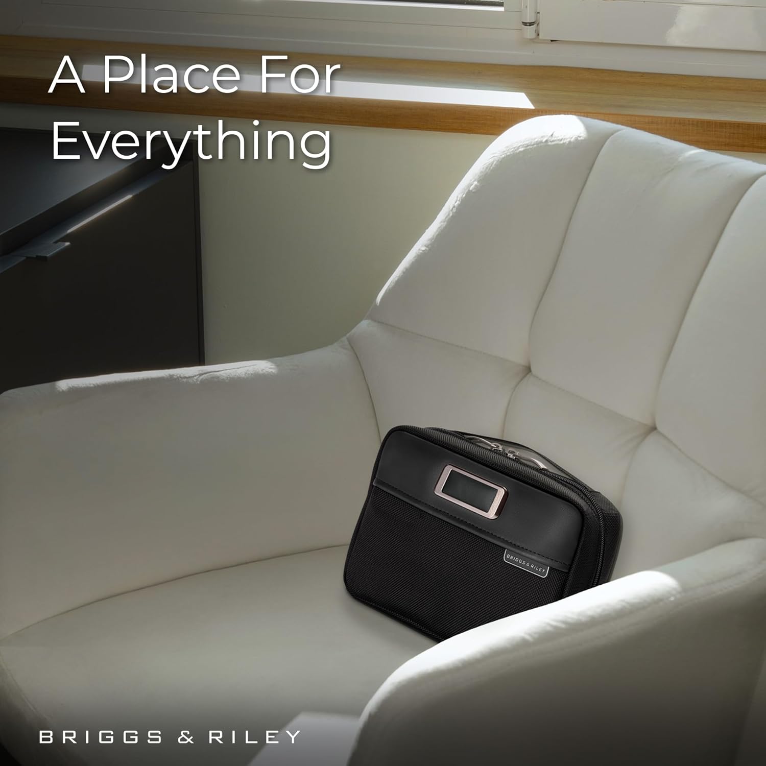 Briggs & Riley Tech Pouch Kit - Electronics Organizer Travel Case, Cable Storage Bag For Cords, Hard Drives, & Tech Accessories, Leather Touchpoints, Durable Fabric - @Work Collection, Black - Image 5