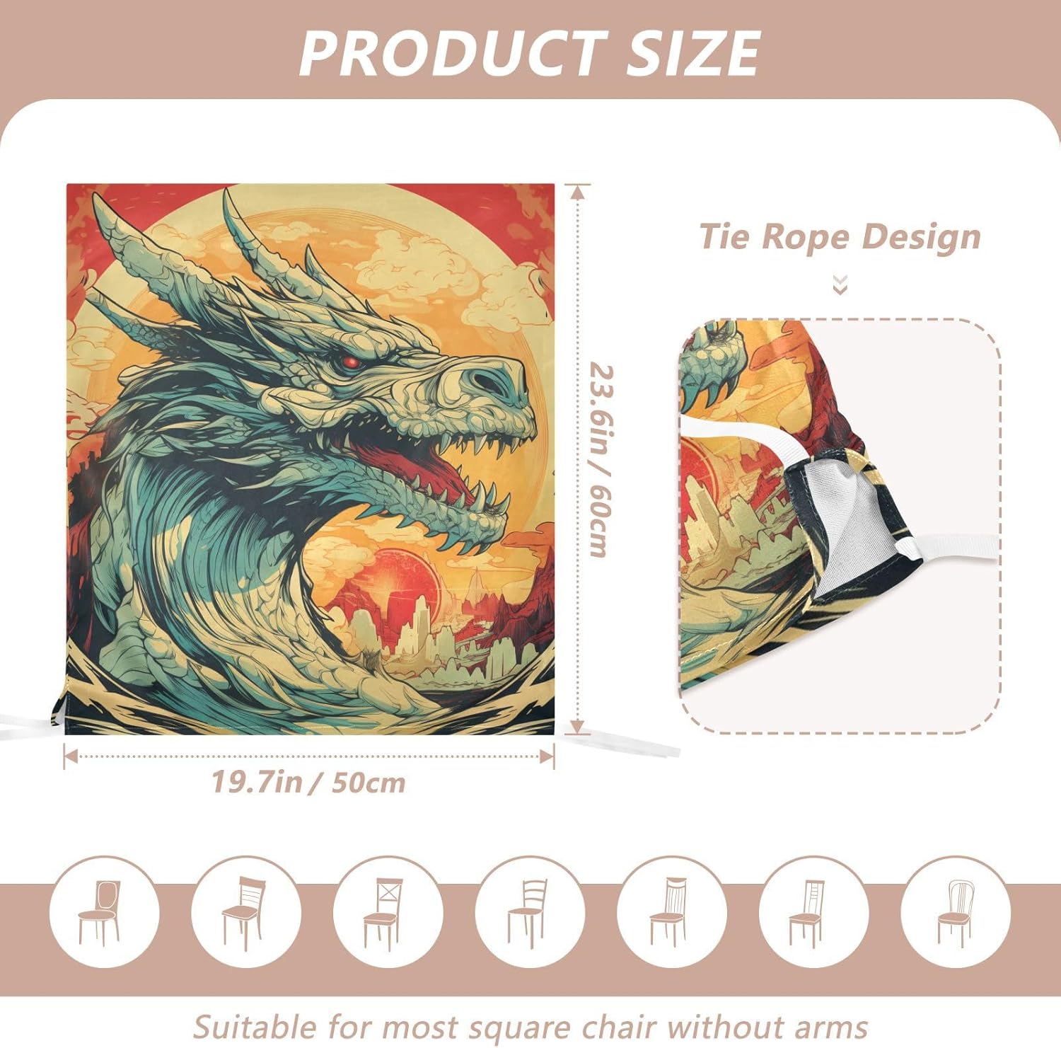 ALAZA Blue Dragon on Red Background Chair Back Cover Set of 6, Washable Reusable Removable Chair Slipcovers Decorative Chair Cover for Home Kitchen Wedding Party