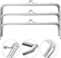 Vista 3 de Marco rectangular plateado con cierre de beso de 7 pulgadas para hacer bolsas, cierre de monedero, accesorios de manualidades