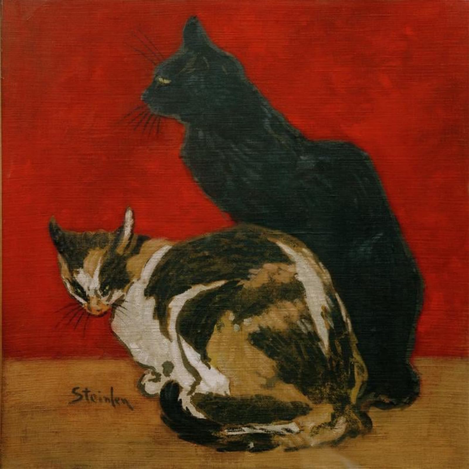 ARTXLXXBN Famous Painting Art Wall Decor Abstract Art Picture the Cats by Théophile Alexandre Steinlen Animal Pictures for Home Decor 60x90cm