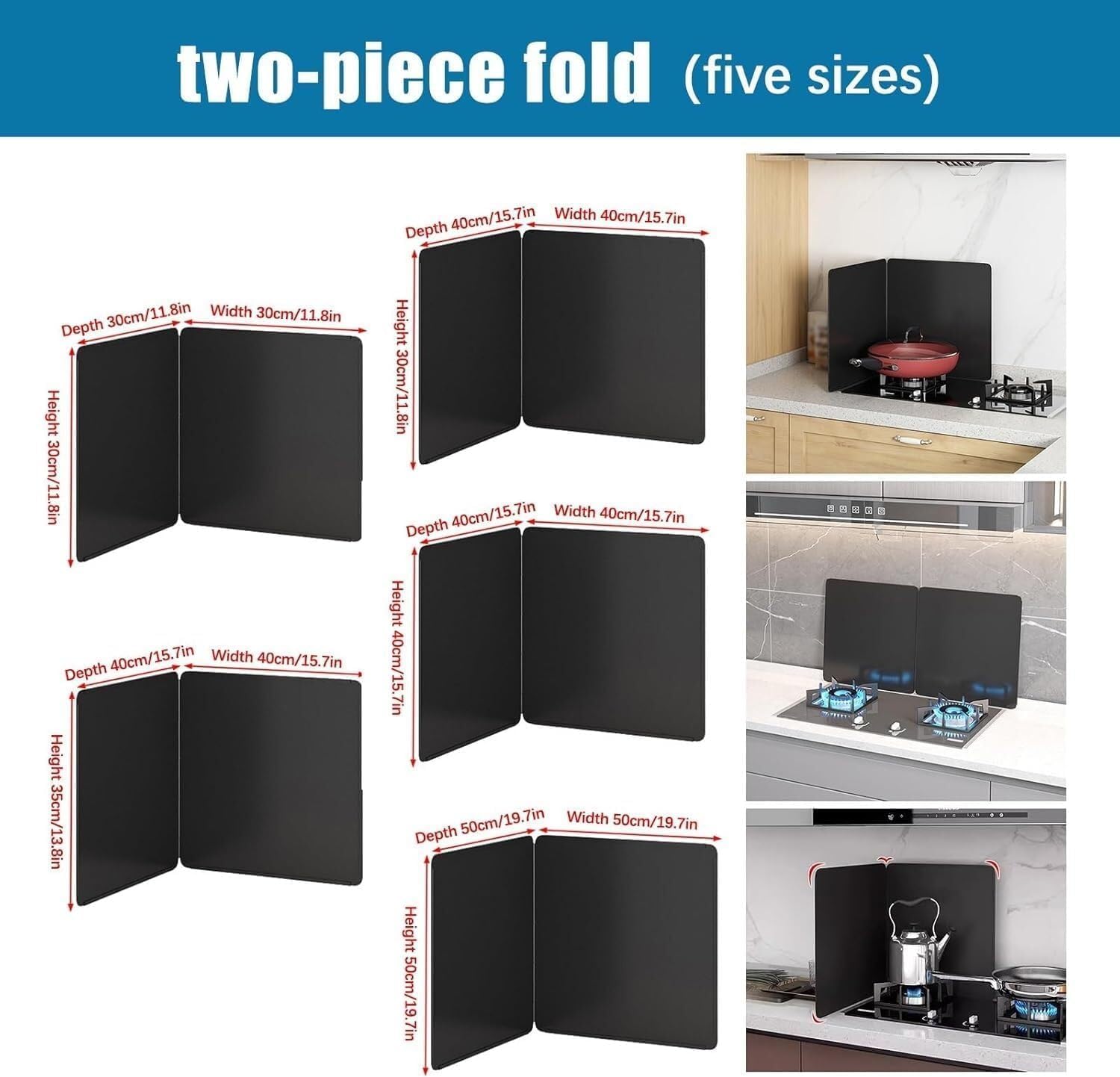 Foldable Stainless Steel Grease Splatter Screen, Non-Stick 3 Sided Splatter Guard, Cooking Frying Oil-Proof Splash Kitchen Tool