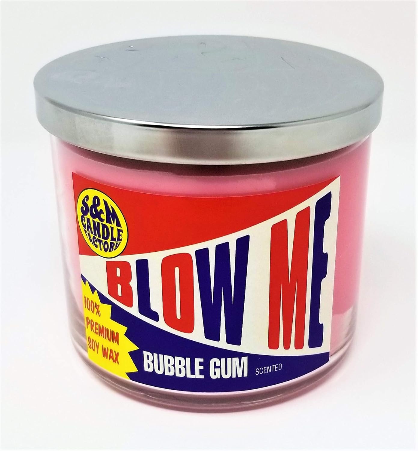 S&M Candle Factory Blow Me Candle Bubble Gum Scented Soy