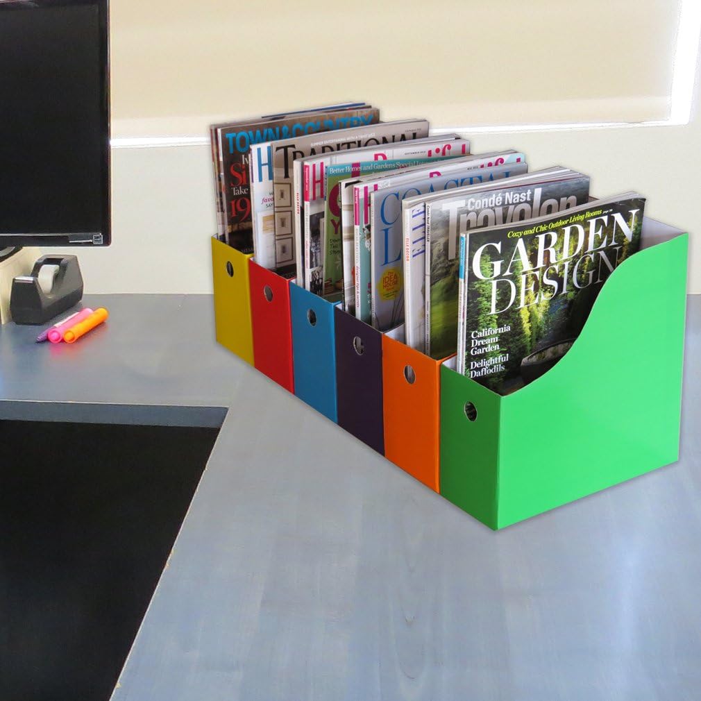 Evelots Magazine File Holder-Organizer-Full 4 Inch Wide-6 Colors-W/Labels-Set/6 - Image 4