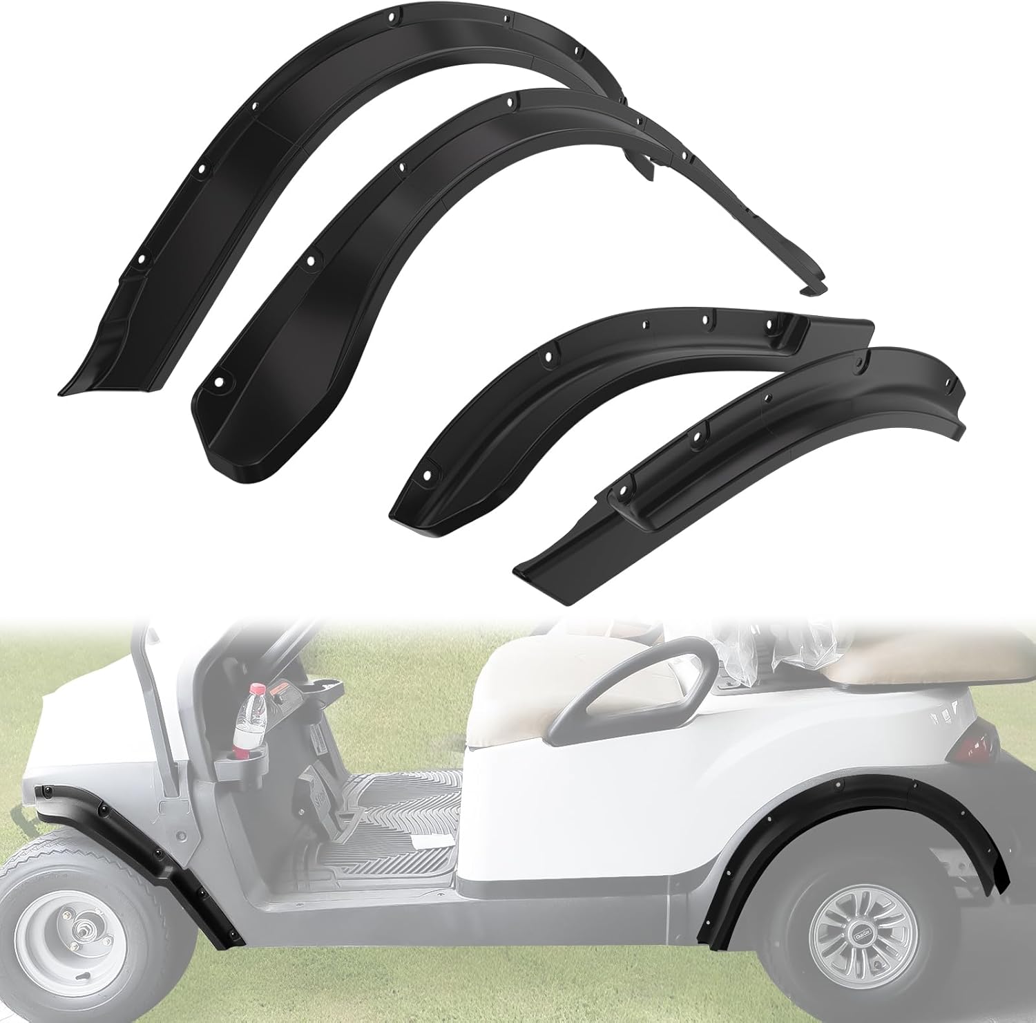 Golf Cart Fender Flares for Club Car Tempo 2017-2025 Gas & Electric Models, Front & Rear Combined Mud Guards Splash Protection Mud Flaps with Mounting Hardware Accessories