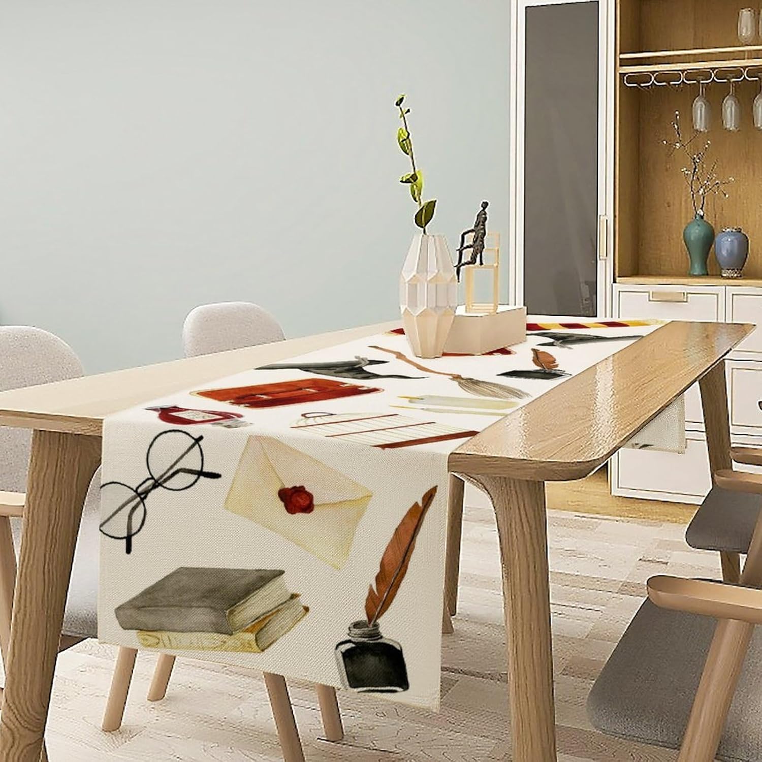 Witch Wizard Table Runner, Magical Halloween Theme Party Decoration for Home Living Room Kitchen Dining Room 13x36in - Image 2