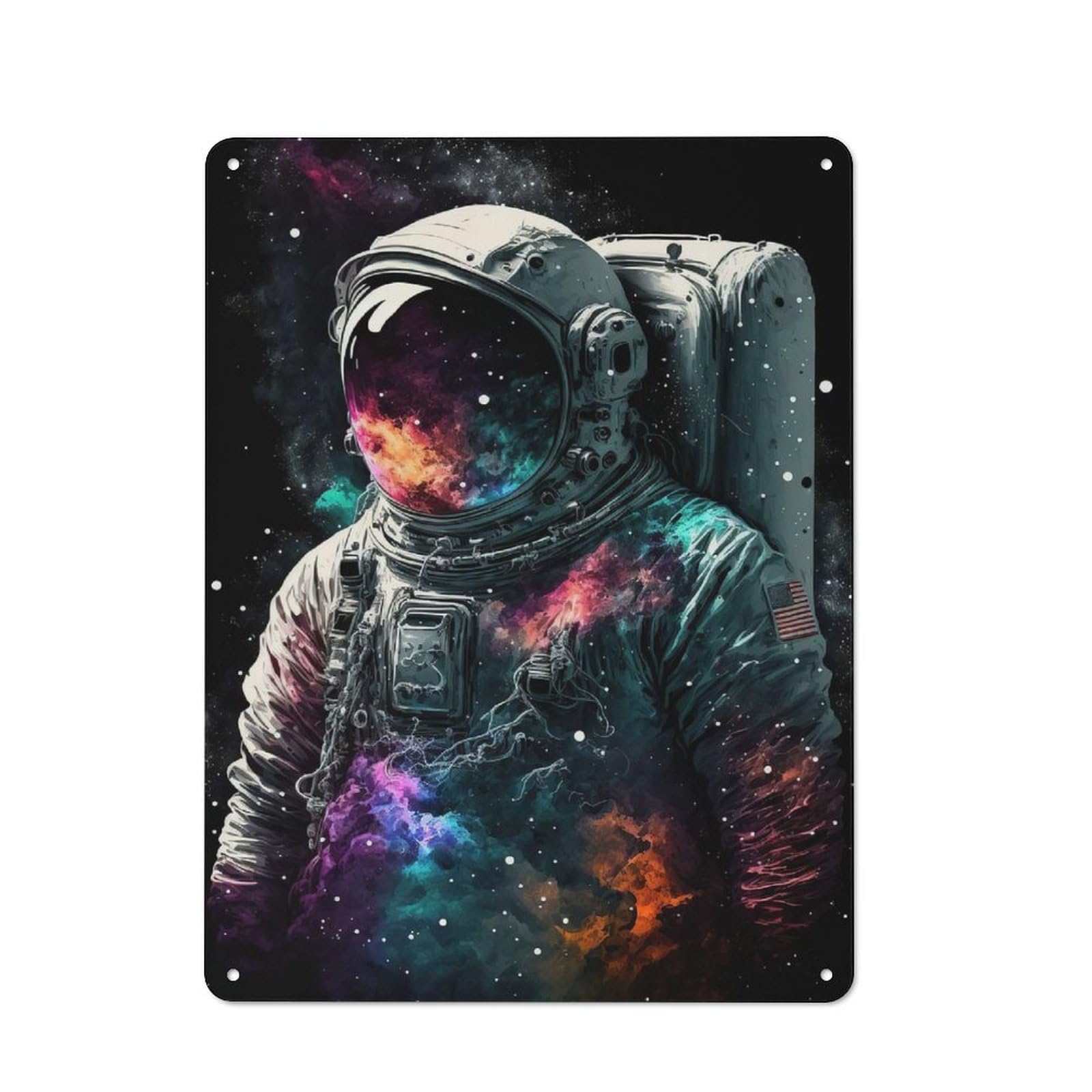 Junmoney Style-21 Astronaut In Space Poster, Picture, Metal Print, Paint By Atlas Mcguire Vintage Metal Wall Decor 40X30cm, Vintage Metal Sign For Cafe, Bistro, Bakery Or Restaurant