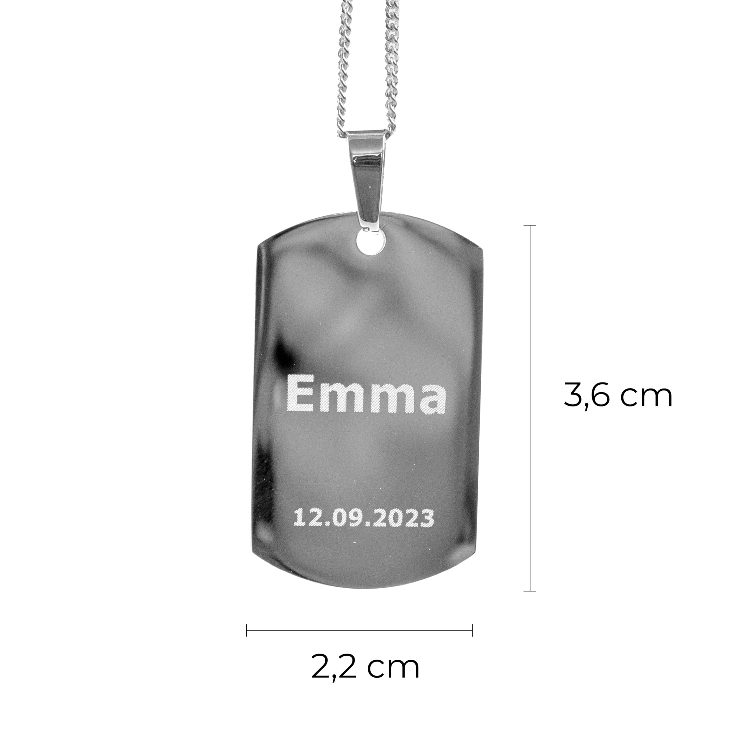 Dog-Tag Kette mit Foto-Gravur I Ihr Bild + Text gravieren I Personalisierter Ketten-Anhänger mit Kugelkette