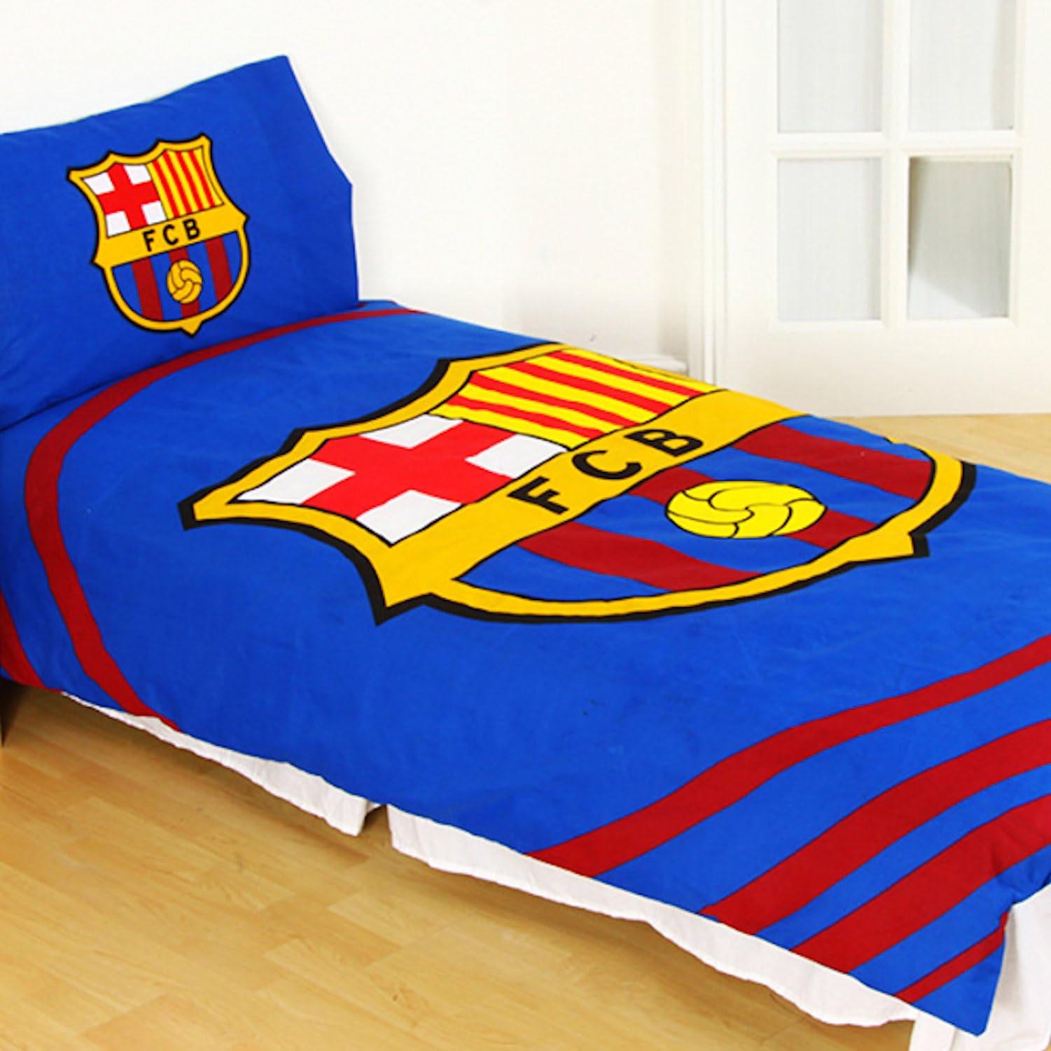 Official Barcelona FC 'Pulse' Single Duvet Cover and Pillowcase Set