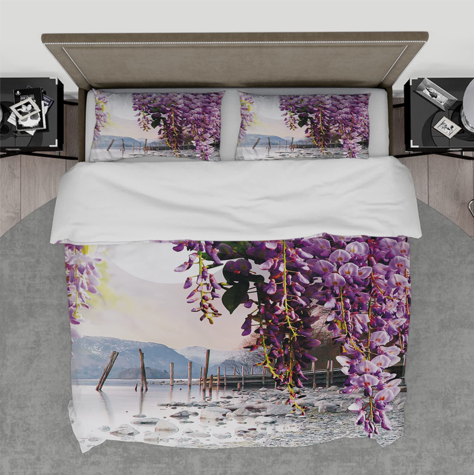 Housse de couette paysage naturel violet pour transformer votre chambre en oasis