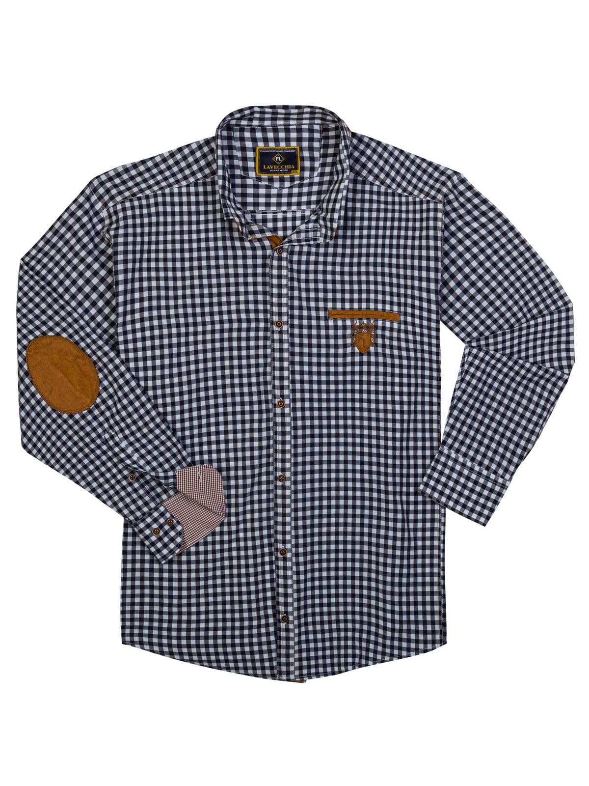 Lavecchia Camisa de manga larga para hombre a cuadros de tallas grandes camisa de manga larga a cuadros Tiempo libre LV-1981