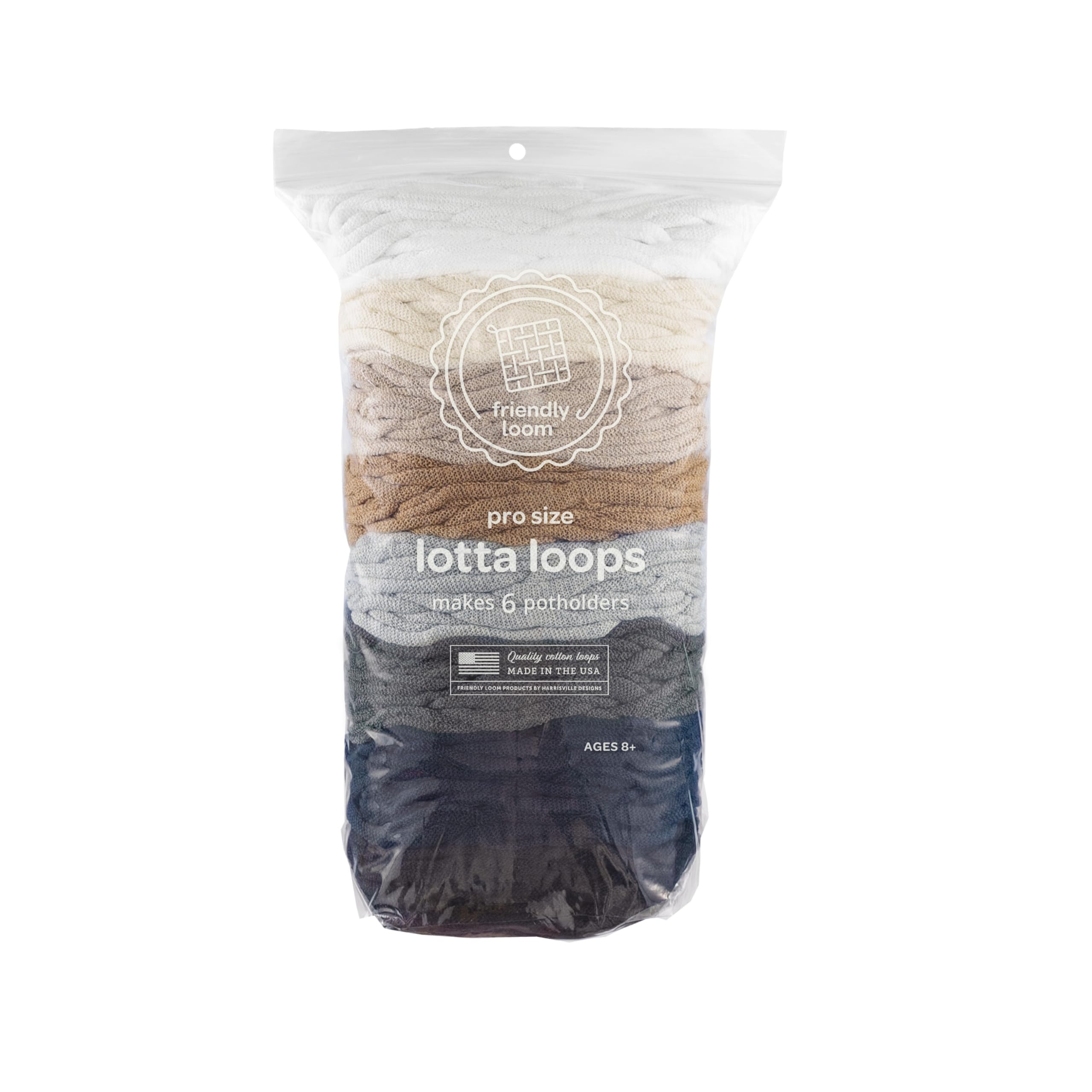 friendly loom | Lotta Loops - 10” PRO-Sized Neutral Themed Potholder Weaving Loops | Craft 6 Cotton Potholders