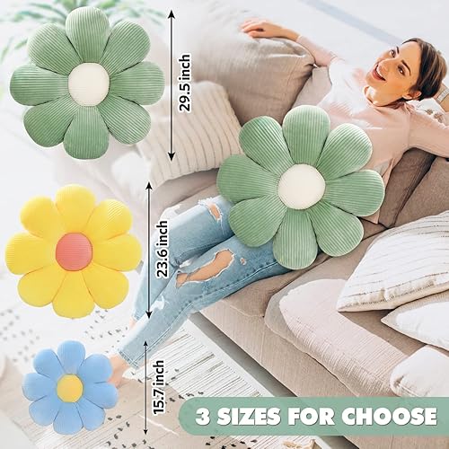 Miniatura 2 de ZAKUN Almohada de flores, almohadas con forma de margaritas de 15.7 pulgadas, lindas almohadas de suelo de flores, cojín de asiento, almohadas de