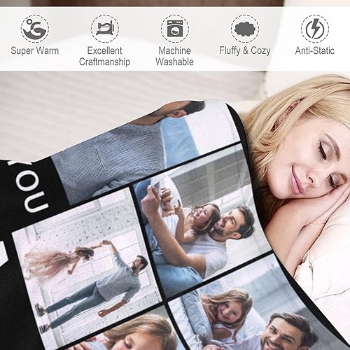 Miniatura 2 de Manta personalizada con recuerdo fotográfico, manta de texto personalizada con foto de cumpleaños para mamá, papá, mejores amigos, manta