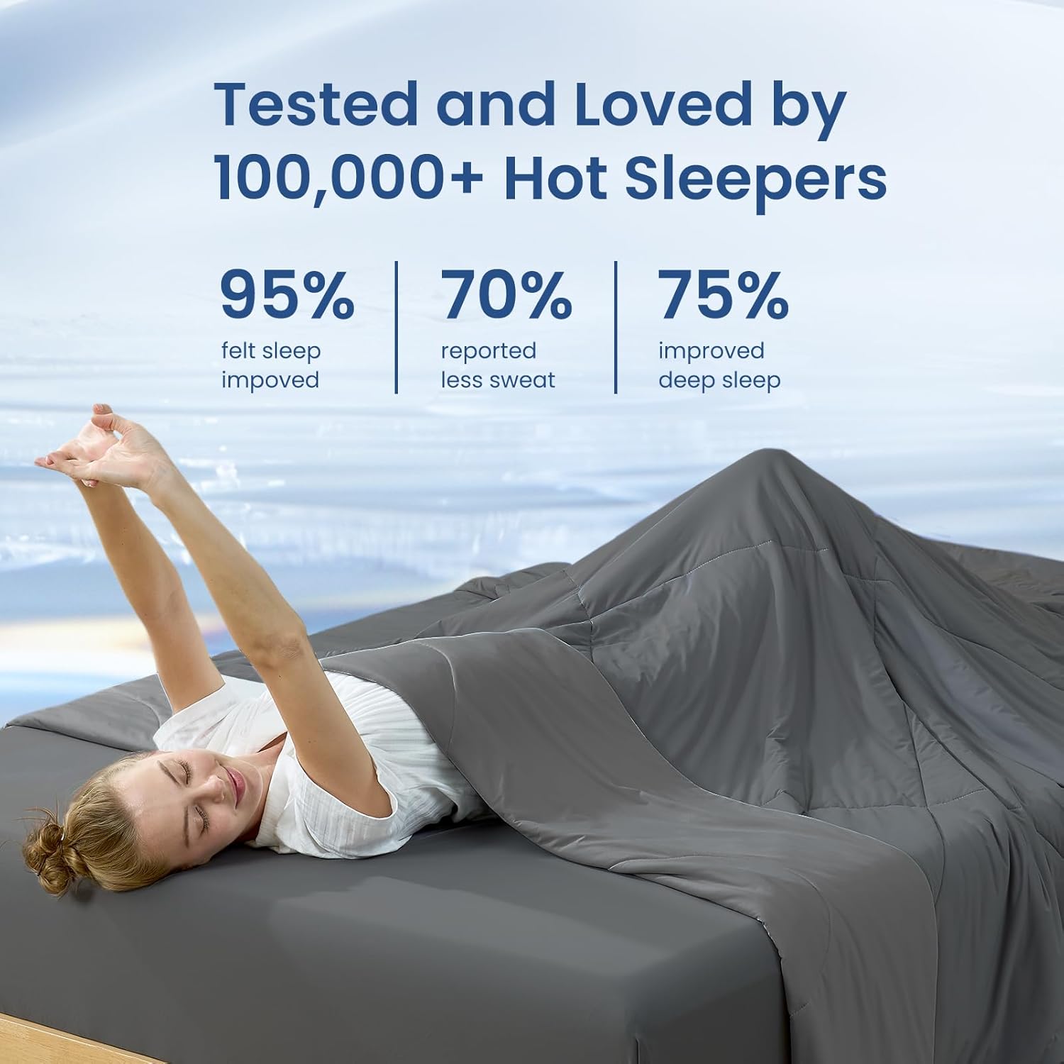 Cozy Bliss Cooling Comforter King Size, Cooling Blankets for Hot Sleepers and Night Sweats, Charcoal Gray Summer Comforter for King Size Bed, Breathable Soft Lightweight Silk Smooth