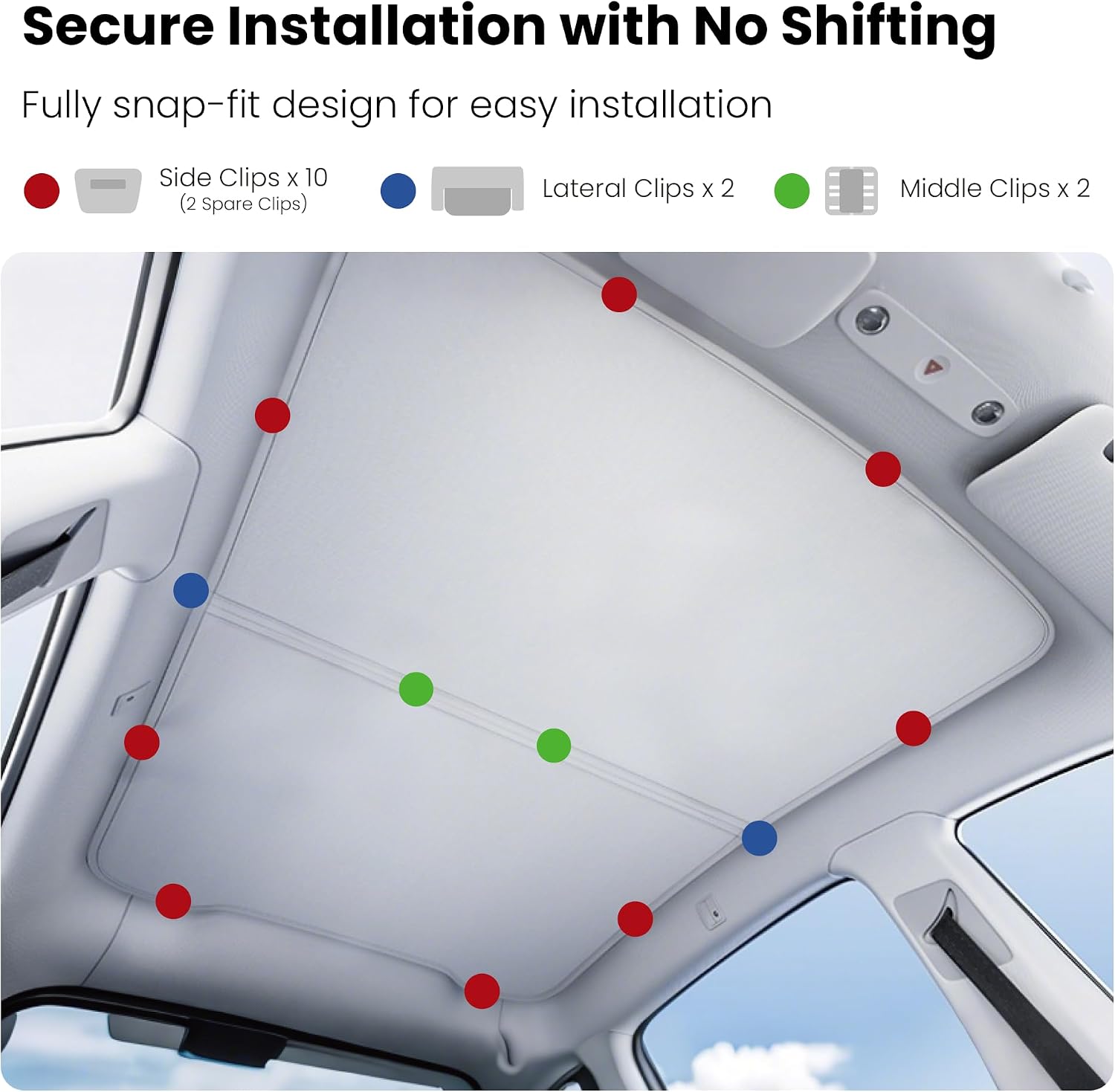 2026 Upgraded Tesla Model Y Juniper Sunshade Roof Iridescent Nano Ice Crystal Coating, No Light Leak, No Sagging Easy Install Tesla Model Y Accessories for 2026 Juniper - Grey
