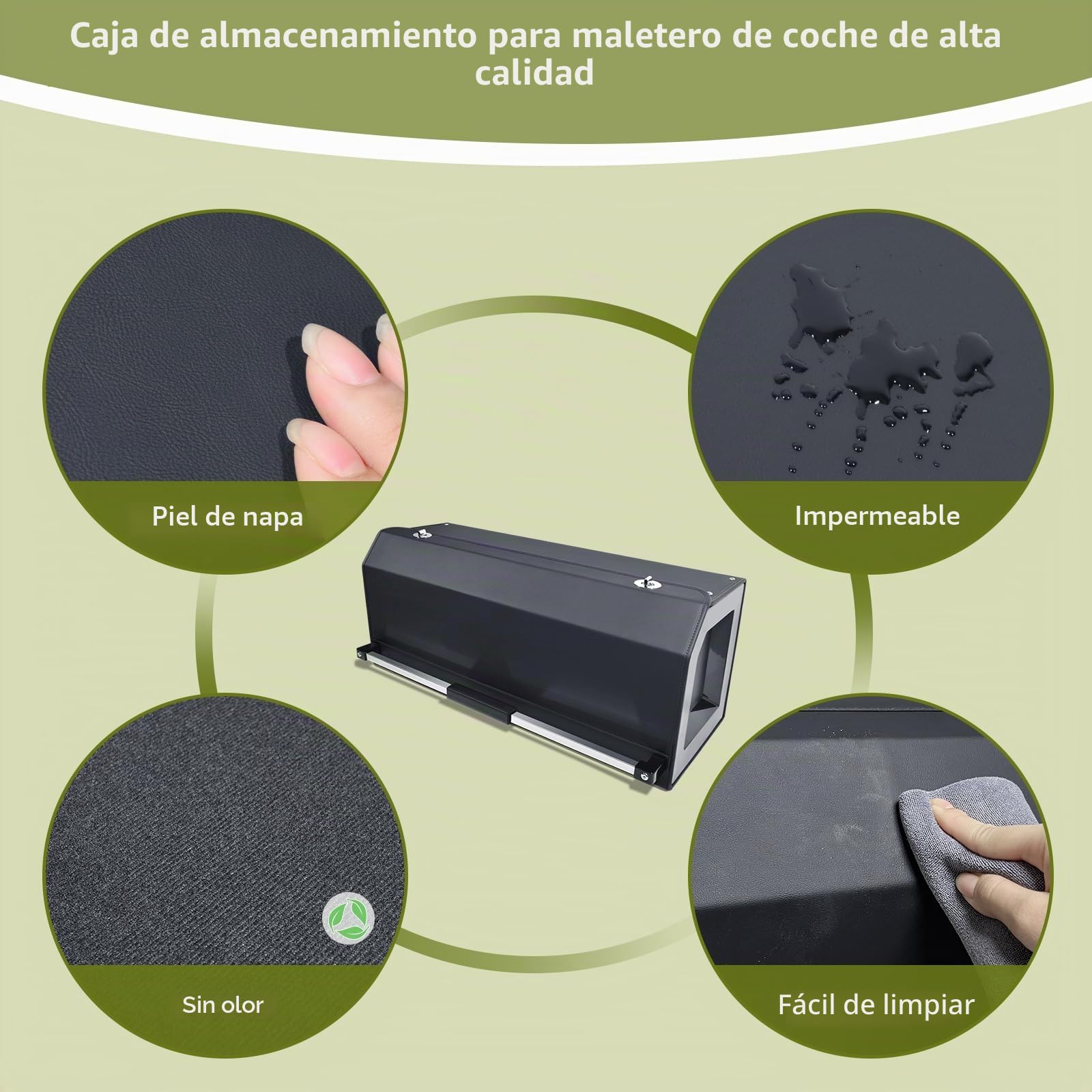 Organizador de Maletero de Gran Capacidad 70L para Coches y SUVs - Caja de Almacenamiento con Tapa, Asa Robusta y Base Antideslizante - Compartimento Extraíble(Negro, 78x29x31cm)