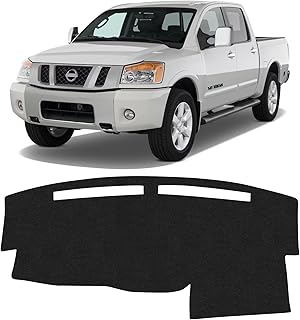 Car Dash Cover for Nissan Titan 2004-2010 2011 2012 (Without Sensor, No Navi Holes) Polyester Dashboard Cover Non-slip Center Console Dash Cover Titan Interior Accessories Sunshade No Glare Black