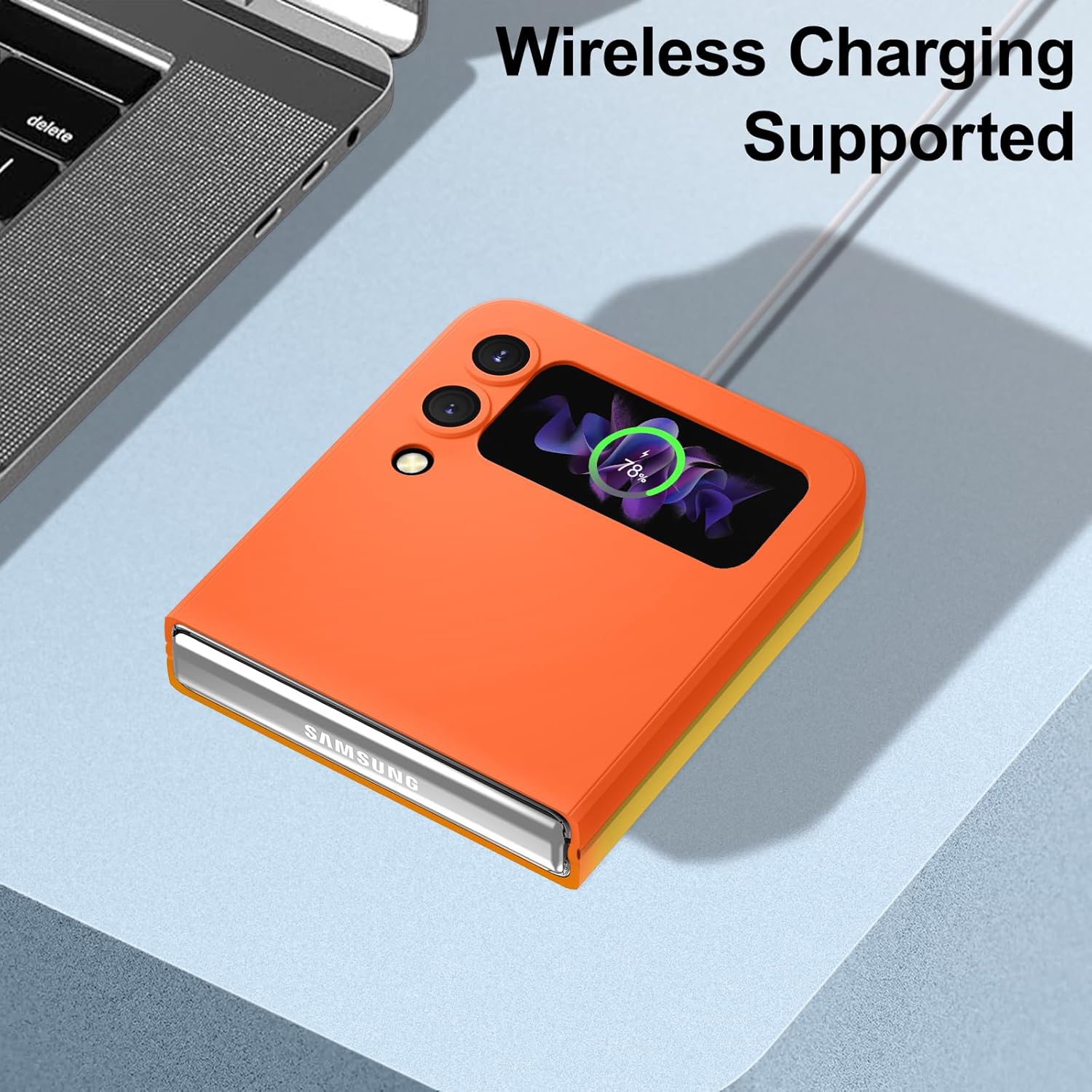 Compatible with Samsung Galaxy Z Flip 3 Case, Magnetic Gradient Color Soft TPU Phone Case with Camera Lens Protector Case for Samsung Galaxy Z Flip 3 6.7 Inch, Orange to Yellow Gradient(10-1)