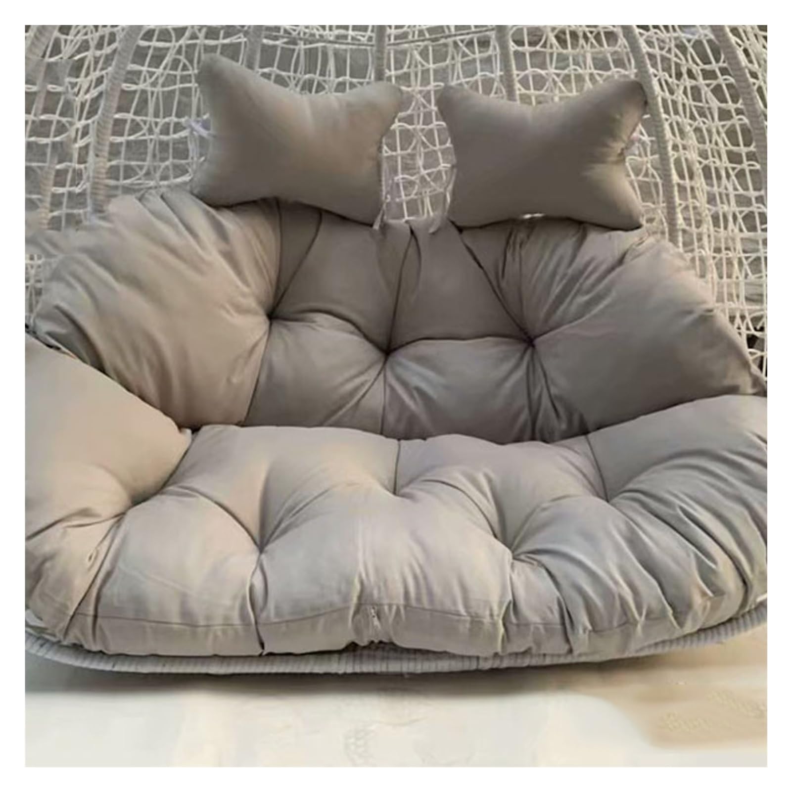 Meiiron Egg Chair Swing Cushion for 2 Persons, 2 Person Hanging Egg Chair Cushion with 2 Pillows, Hammock Chair Replacement Cushion with Filling Cotton for Garden Patio Outdoor(Color 5)