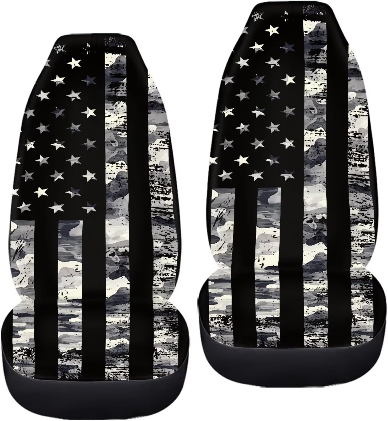 ELEQIN Squirrel Front Car Seat Covers 2pcs, Black Camo US Flag Automotive Seat Covers Car Accessories Universal Size Fit for Most Cars,SUVs&Trucks&Vans