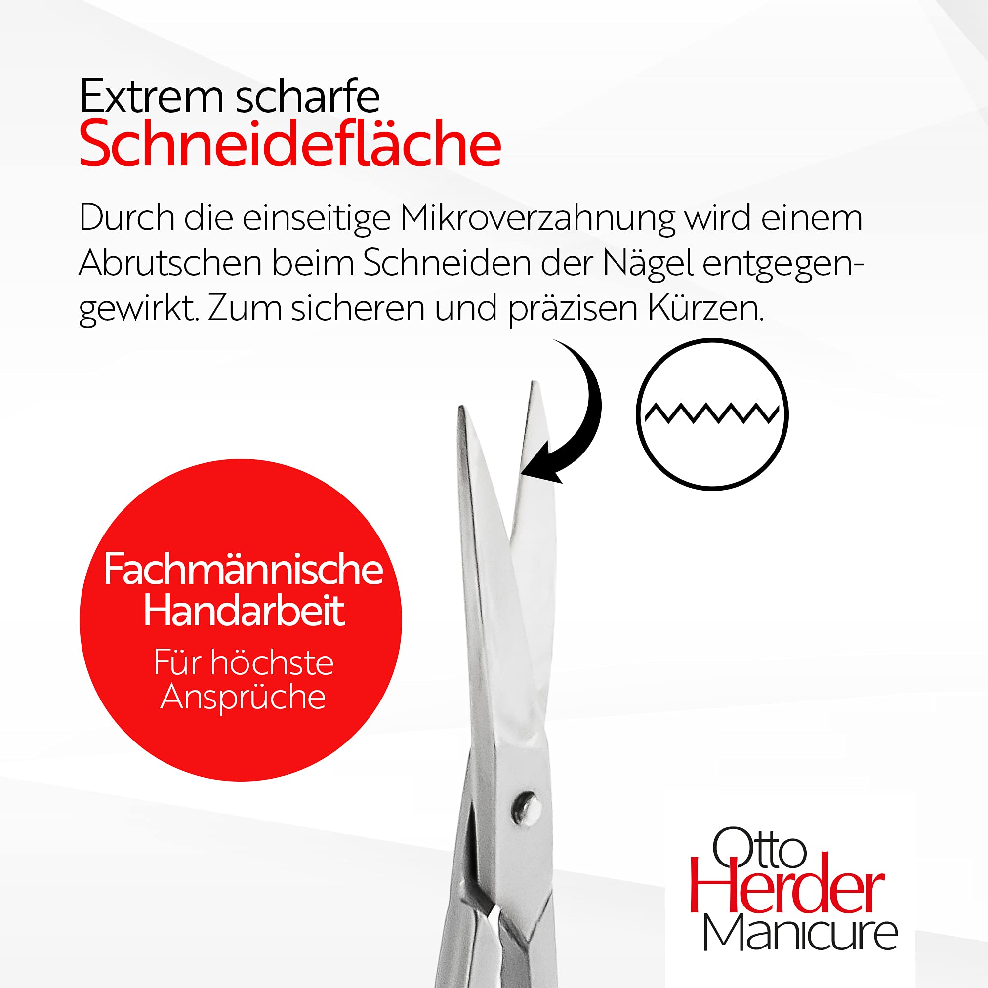 OTTO HERDER Solingen Ciseaux à ongles, incurvés, extra tranchants, 9 cm, avec coupe courbée/micro-denture, simple face en acier inoxydable, pour ongles des mains et des pieds
