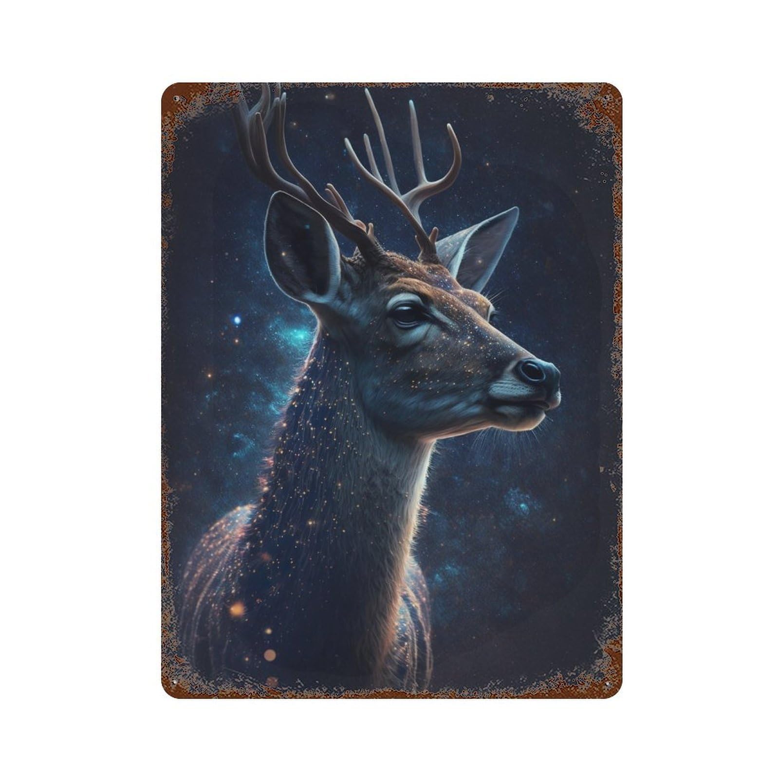 Galactic Deer Profile-4 Retro Metal Sign 15.7"x11.8", for Bistro, Counter And Cafe Decor, Rustic Home Decor