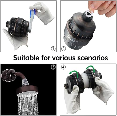 Miniatura 9 de Filtro de 15 etapas para cabezal de ducha, filtro de agua dura, reduce las impurezas, elimina el cloro y el flúor, suavizante de agua, reduce la