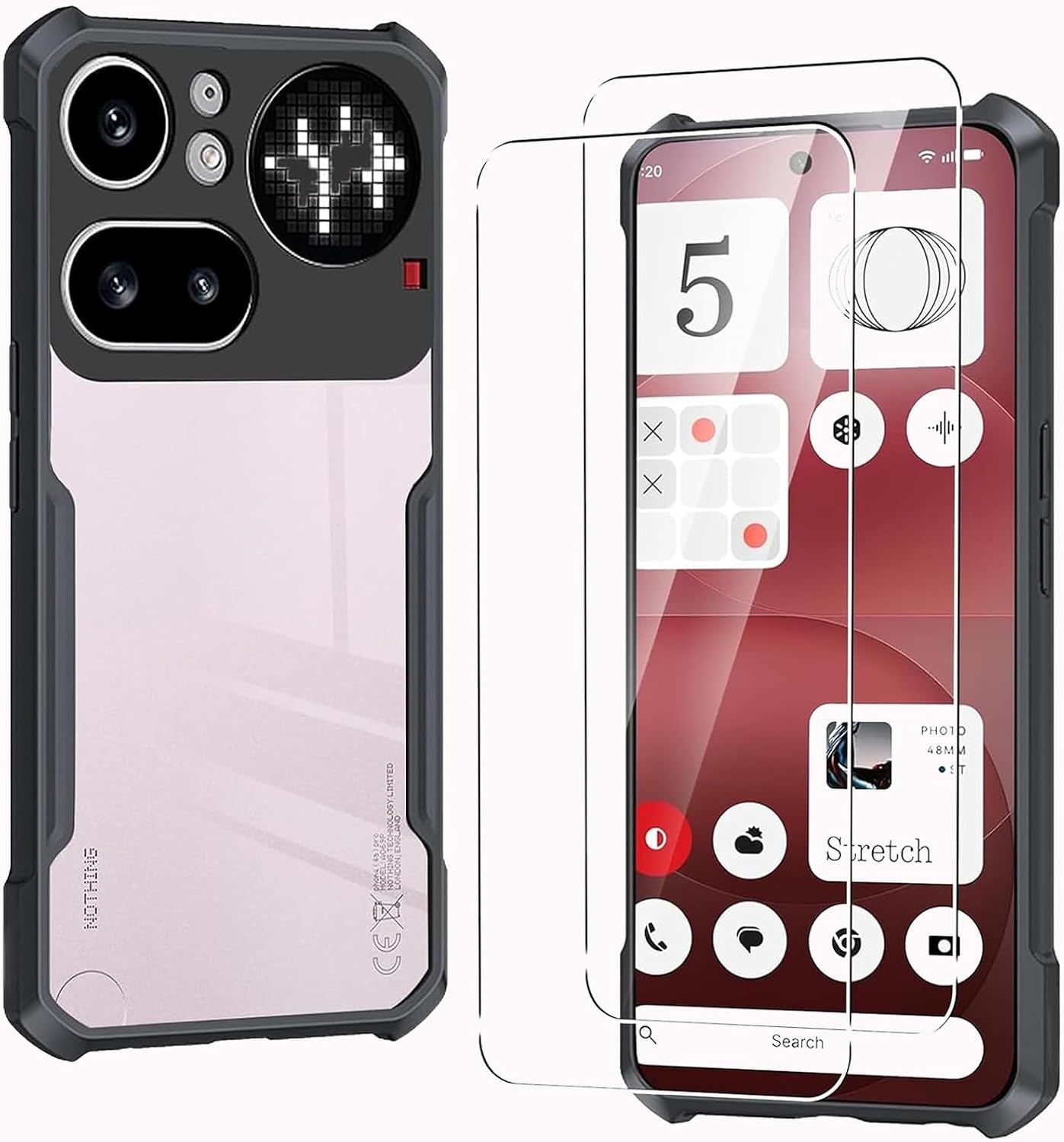 KZIOACSH Case for Nothing Phone 4a Pro with 2 Screen Protector, Ultra Clear Dual-Layered Hybrid Hard Acrylic + Soft TPU Anti-Scratch Shockproof Yellowing Resistant Phone Cover
