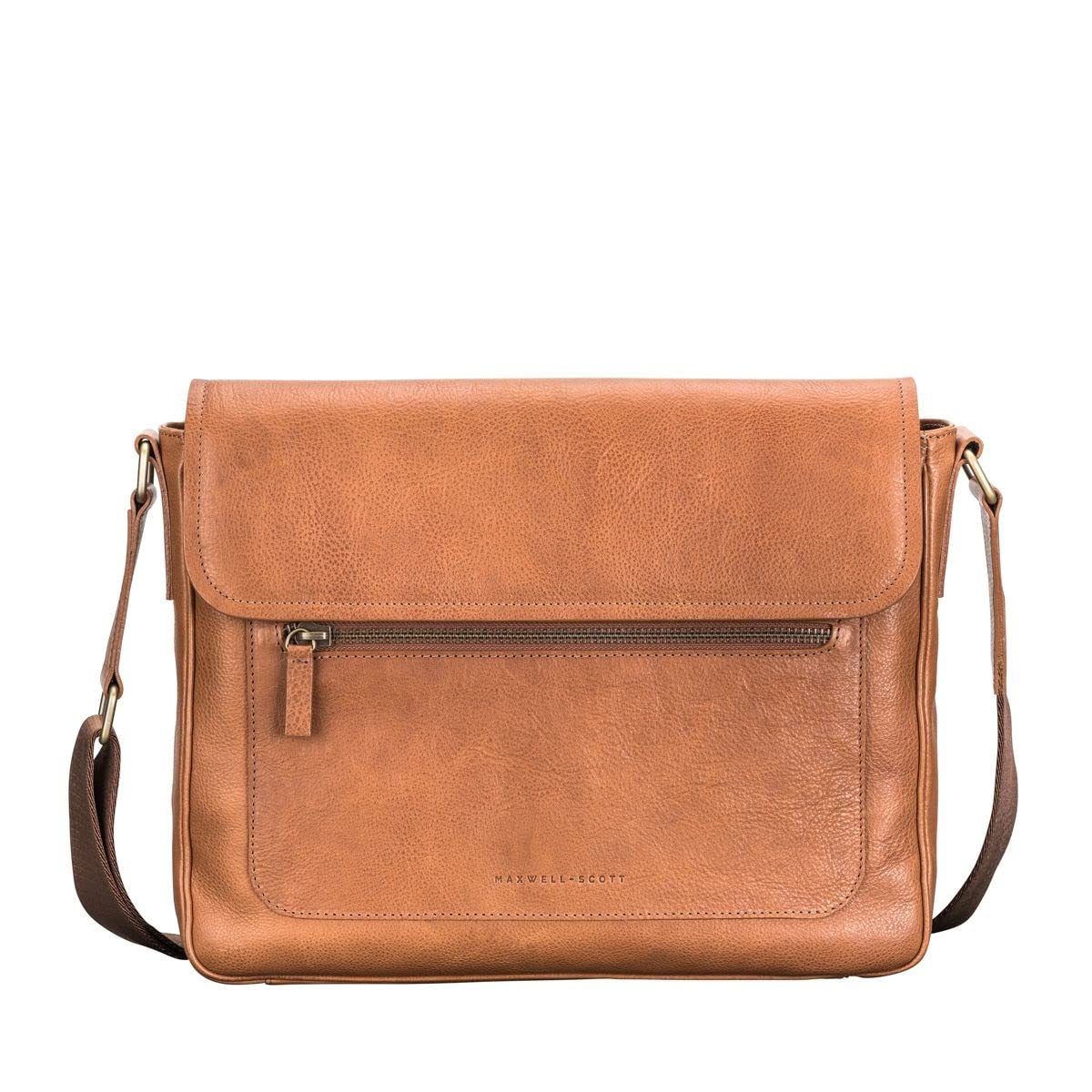 Maxwell Scott - Mens Luxury Leather Messenger Shoulder Bag with Strong Adjustable Seat Belt Strap - The Livorno