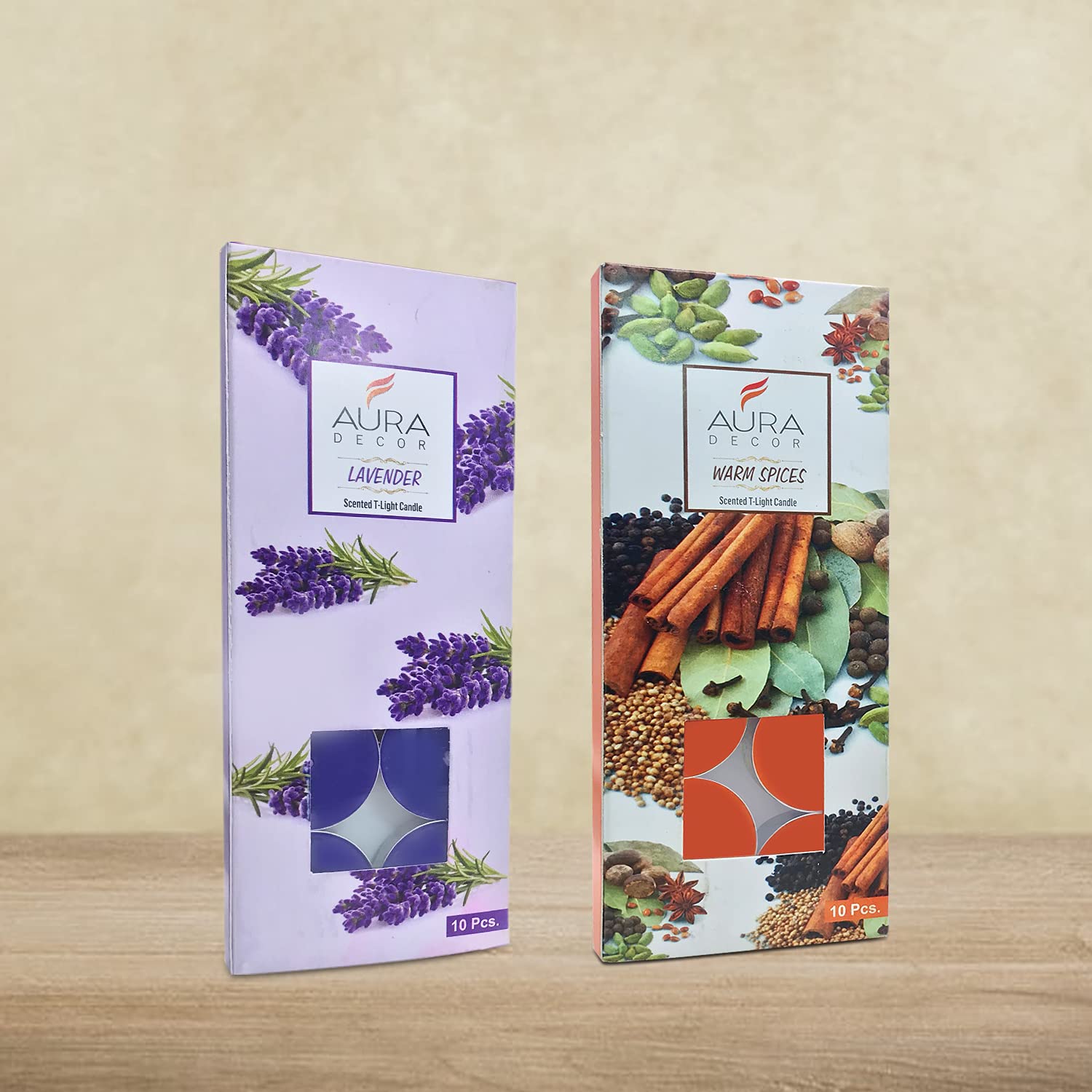 AuraDecor Pack of 20 Fragrance Tealight Candles || Spa Candles || 3 Hours Burning Time (Lavender & Warm Spices), Wax