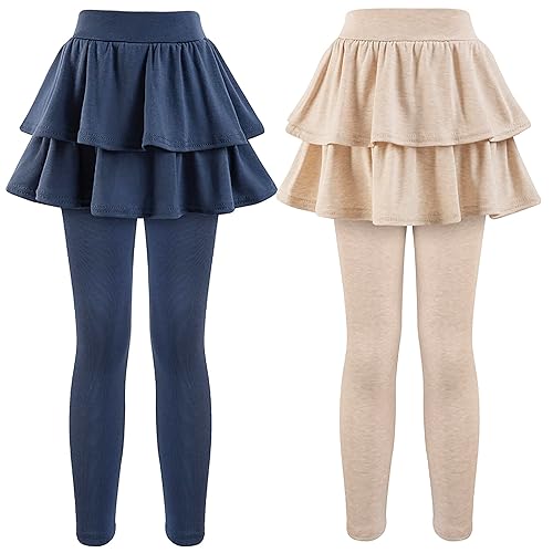 Girls School Uniform Pants Leggings with Skirts Stretch Warm Jegging