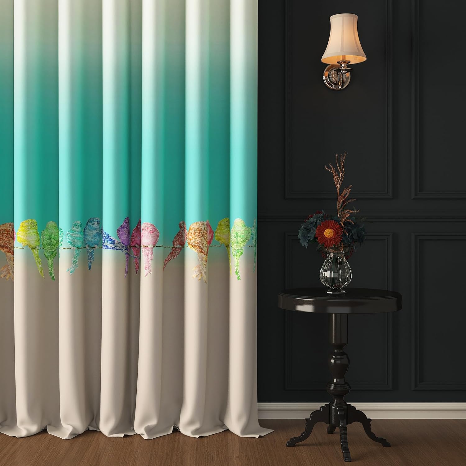 Story@Home Blackout Digital Print Door Curtains 7 Feet Long Set of 1 | 70% Room Darkening Curtain | Thermal Insulated Curtains for Living Room | (118 x 215 cm, Beige & Teal) | Perfect for Home Decor