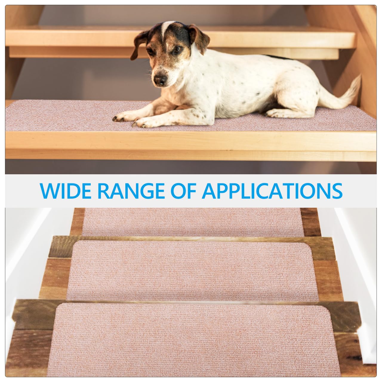 ABOOFAN Lot de 15 tapis d'escalier pour escaliers d'intérieur moquette, tapis d'escalier pour moquette, peler et coller les marches d'escalier