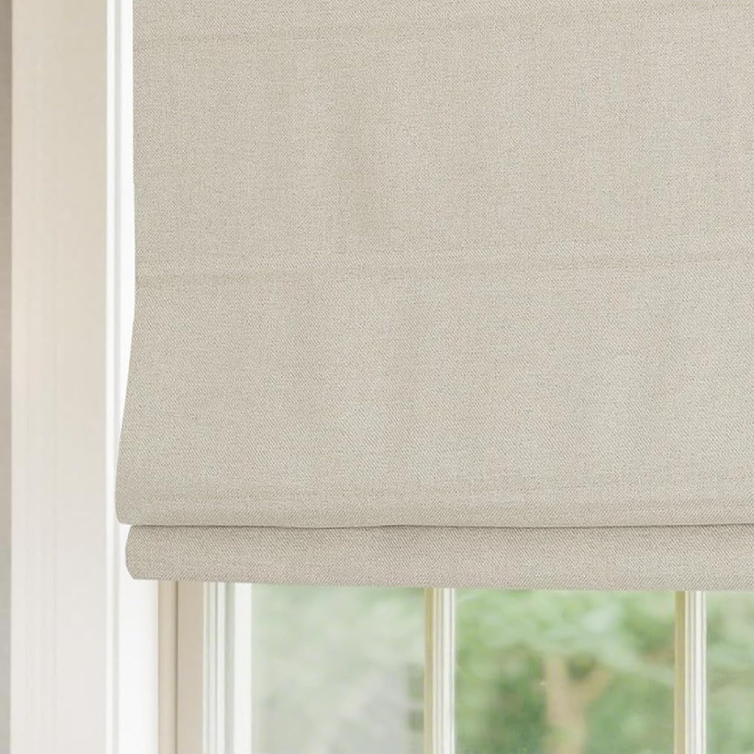 Sunbox Cordless Roman Shades, Custom Size Privacy Window Treatments, Roman Blinds for Home Windows, Living Room, French Doors, Bedroom, Linen Apricot