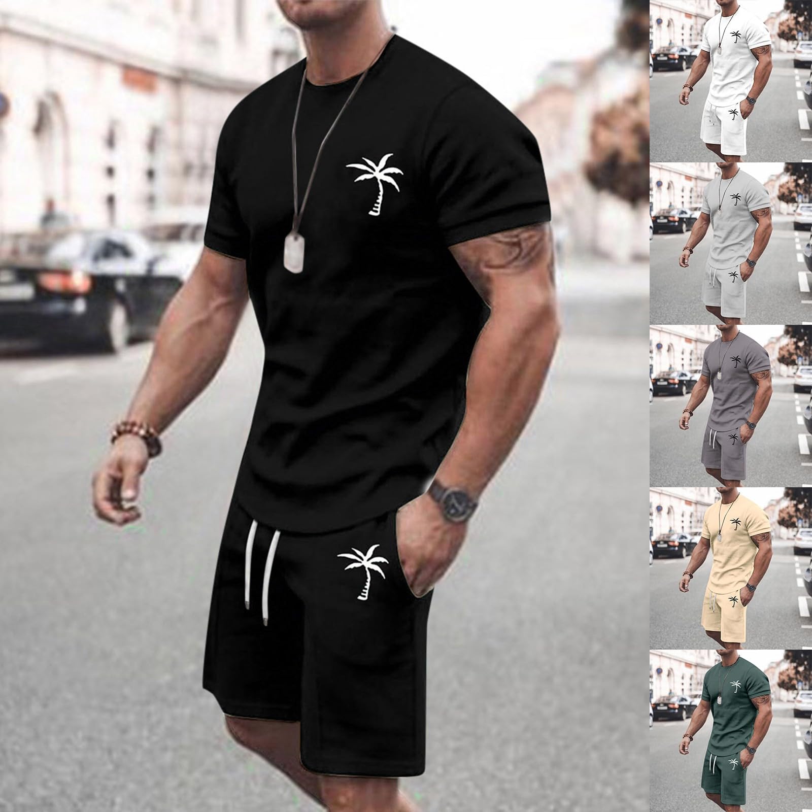 Chándal para hombre conjunto camiseta y pantalón corto deporte verano