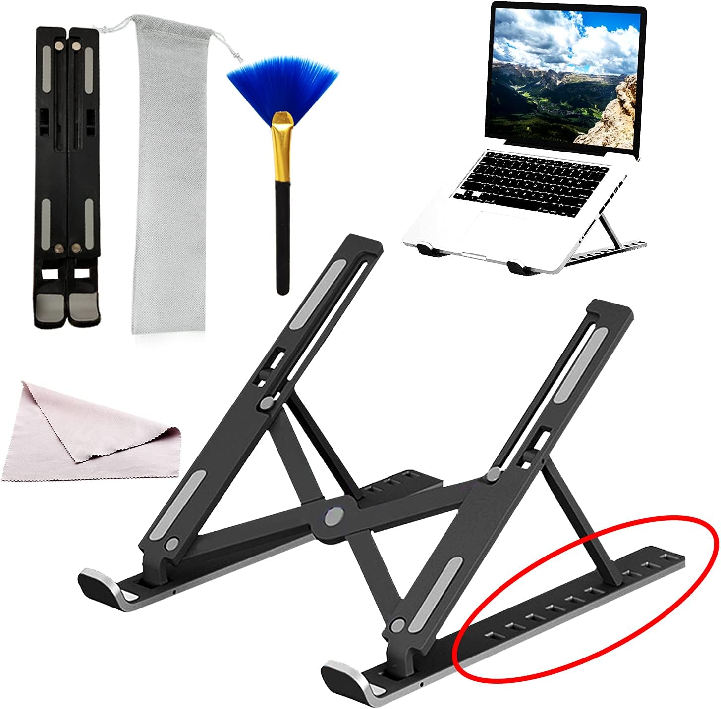 10level Adjustable Folding Computer Stand, Ventilation, Heat