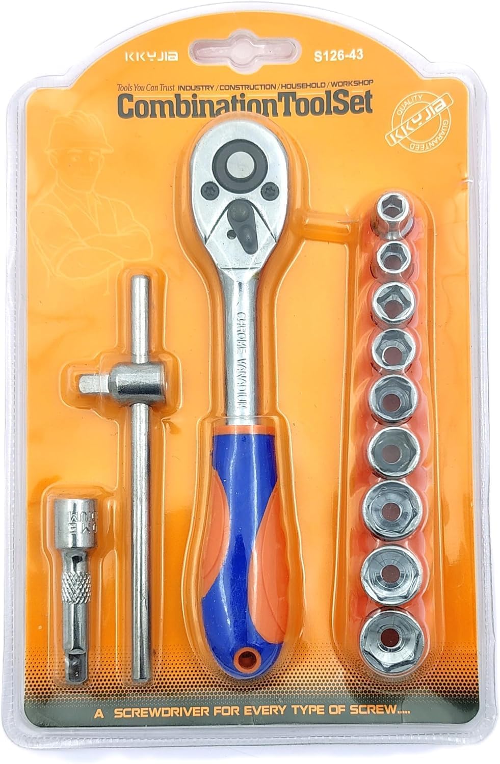 BUYOHLIC 3/8-Inch Drive Extendable Ratchet socket wrench set with 9 Pcs Hex Drive Socket Set 2