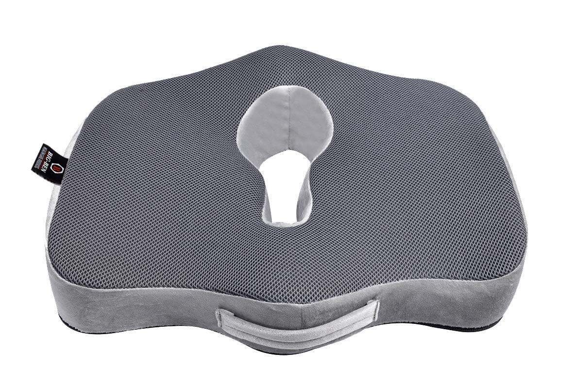 BIG-BEN Memory Foam Coccyx Orthopaedic Seat Cushion - Enhanced Comfort for Lower Back, Sciatica, and Tailbone Pain Relief - Ideal for Car Seat, Office Chair, and Home Use - Grey Design (B07TWH512G) Amazon Price History, Amazon Price Tracker