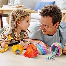 TBOLINE 12 3D Printed Dragon Egg, Christmas Stocking Stuffers for Kids Boys, Cool 3D Printer Articulated Crystal Dragon Toy for Boys Kid Teen, Animals Fidget Toy Dinosaur Eggs for 5-7 4-6 8-12