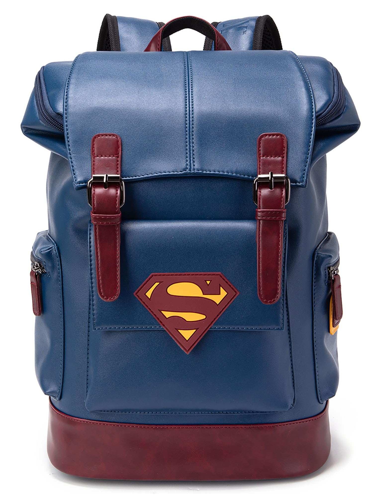 FUR JADEN Vegan Leather Anti Theft Casual Laptop Backpack with 15.6 Inch Laptop Pocket. (SUPERMAN EDIT)
