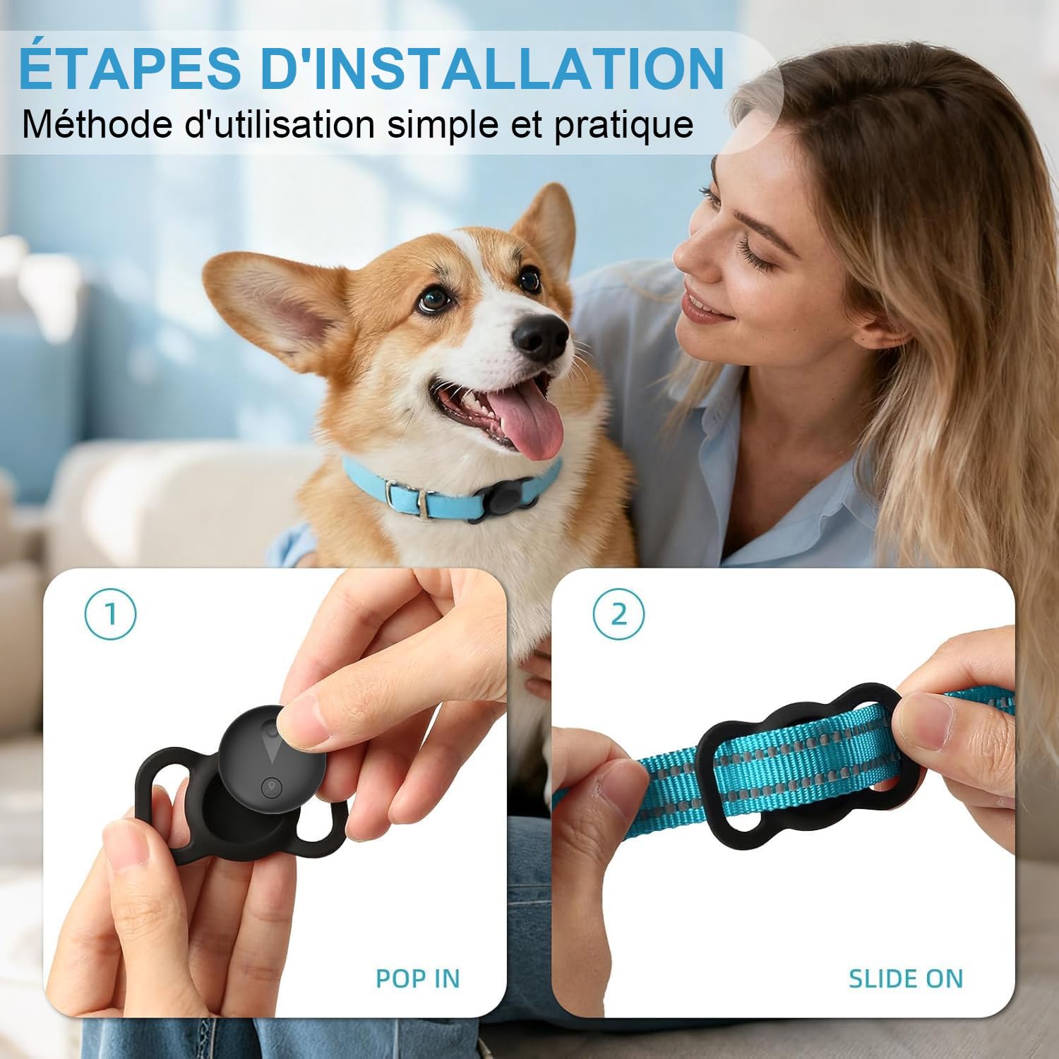 Localizador GPS Perros,GPS Dog Compatible con Sistemas iOS Y Android GPS para Gatos En Real BateríA De Larga DuracióN, Rastreador GPS para Gatos Rastreador De Mascotas Impermeable-Negro