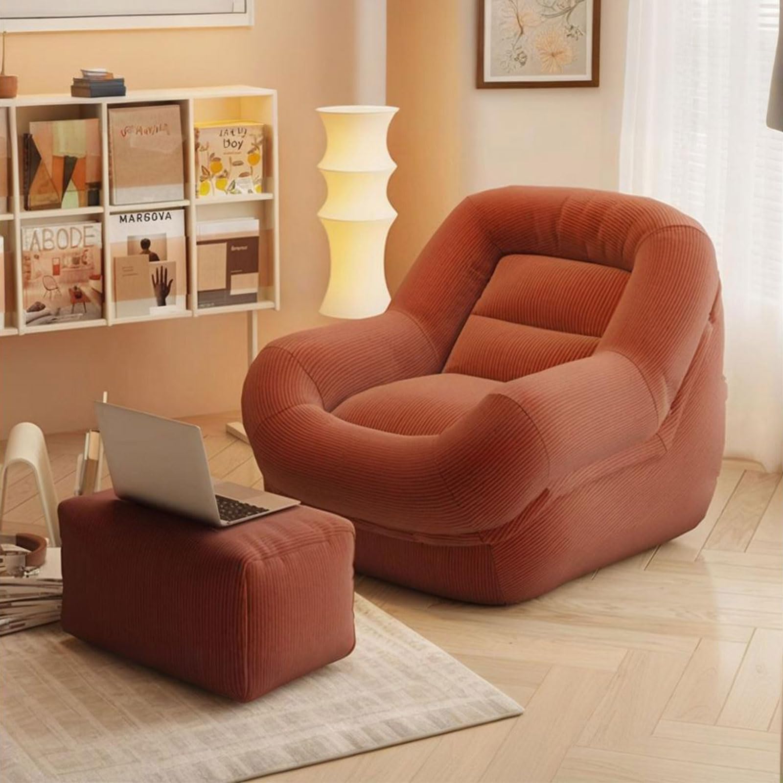 Sillón ergonómico de pana con espuma de alta densidad y acabados de diseño cómodo