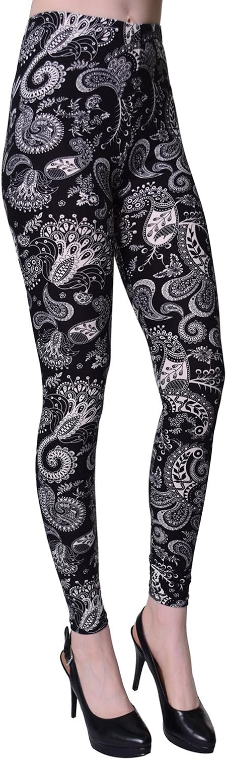 VIV Collection Women's Brushed Buttery Soft High Waist Print Fashion Leggings | Capri & Full Length